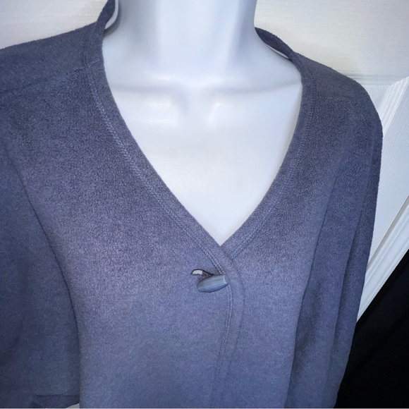 Norm Thompson Women’s One Size Blue Fleece Poncho Wrap Sweater Jacket OS - Picture 6 of 14